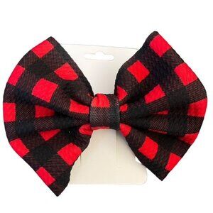 New 5" Buffalo Check Red and Black Hairbow